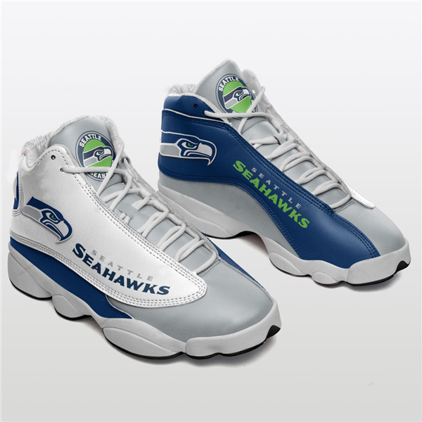 Men's Seattle Seahawks AJ13 Series High Top Leather Sneakers 001